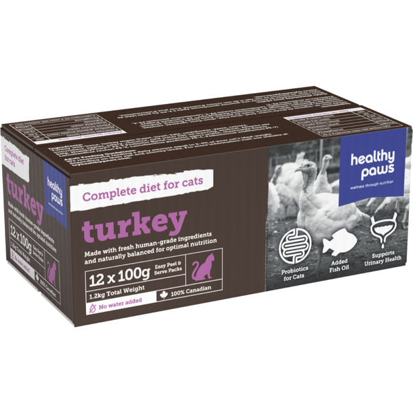 Healthy Paws Complete Dinner Turkey 12/100GM | Cat
