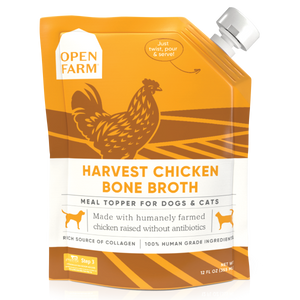 Open Farm Dog/Cat Bone Broth Topper Harvest Chicken 12 oz