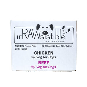 Irrawsistible Variety Patties for Dogs (Beef & Chicken 10kg Freezer Pack Box)